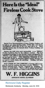 Advertisement for a fireless cooker from 1919