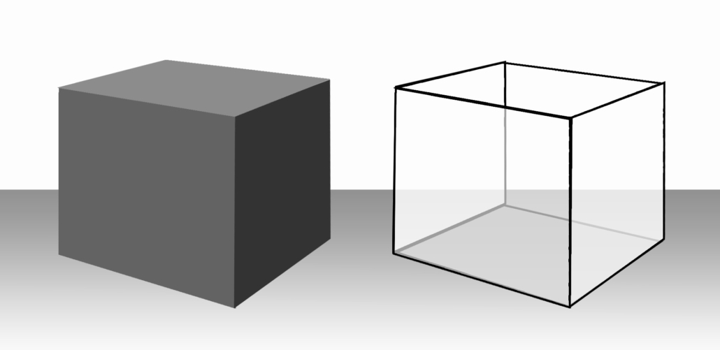 A solid black box and a transparent box